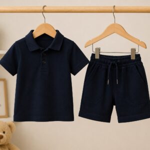 Premium Baby Boy Block Cotton Polo & Shorts Set
