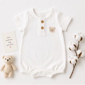Premium White Cotton Baby Romper